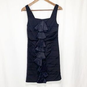 ALICE + Olivia Black Silk Layered Body Con Dress 0